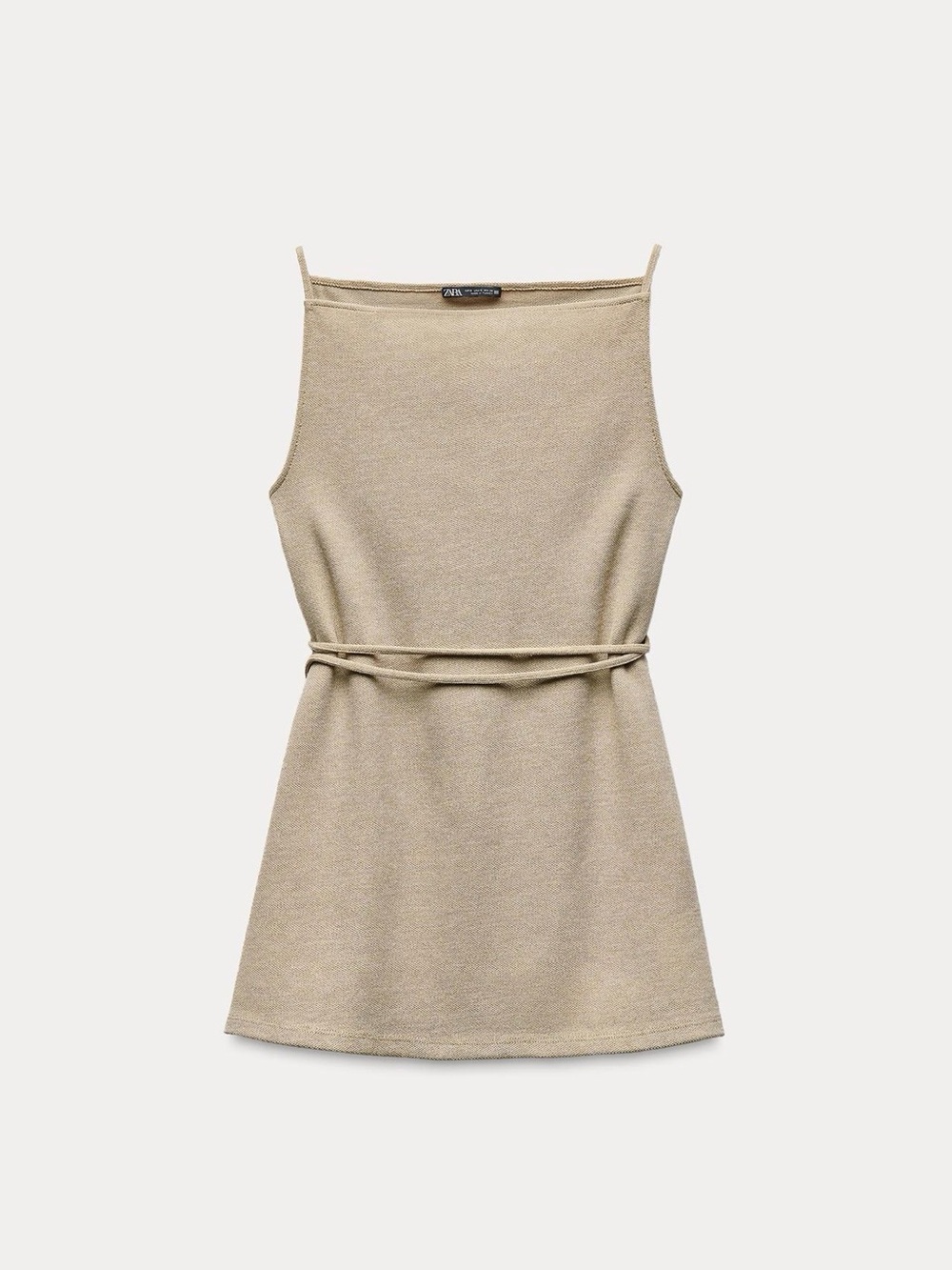 Zara Tan Knit Tunic with Waist Tie